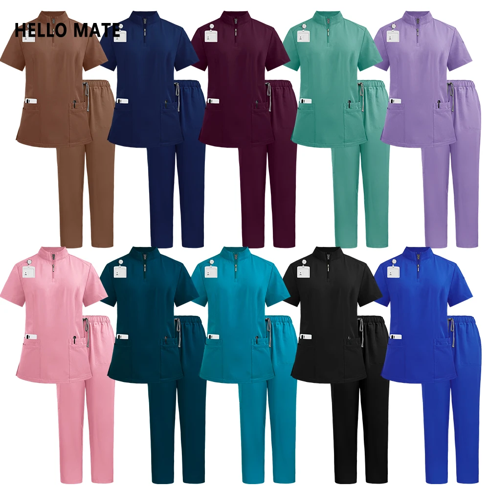 Wholesale Scrubs Set Operating Room Workwear Medical Surgery Uniform Hospital Working Clothes Dental Nurse Work Suit Accessories