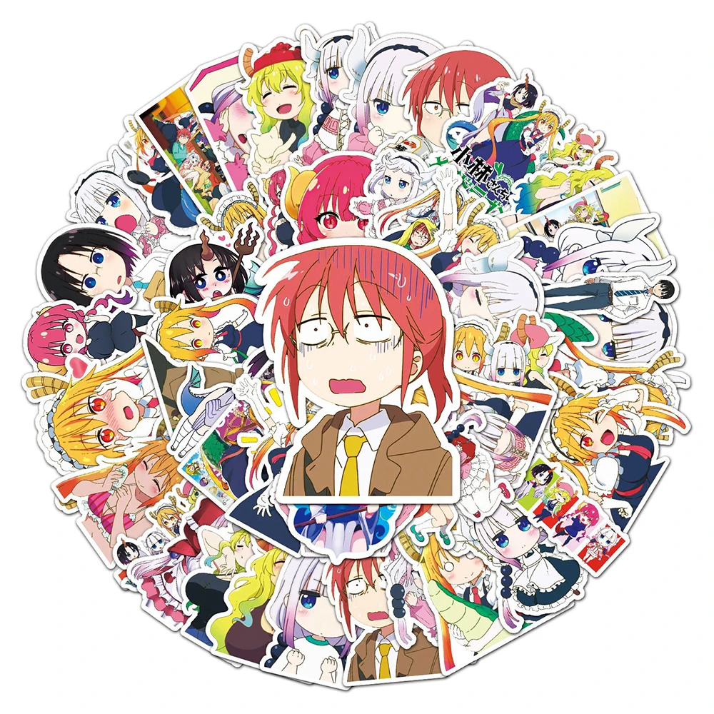 10/30/50 Stück Miss Kobayashi's Dragon Maid Graffiti-Aufkleber Japanische Anime-Kobayashi-Cartoon-Aufkleber Dekorative Laptop-Handyhüllen