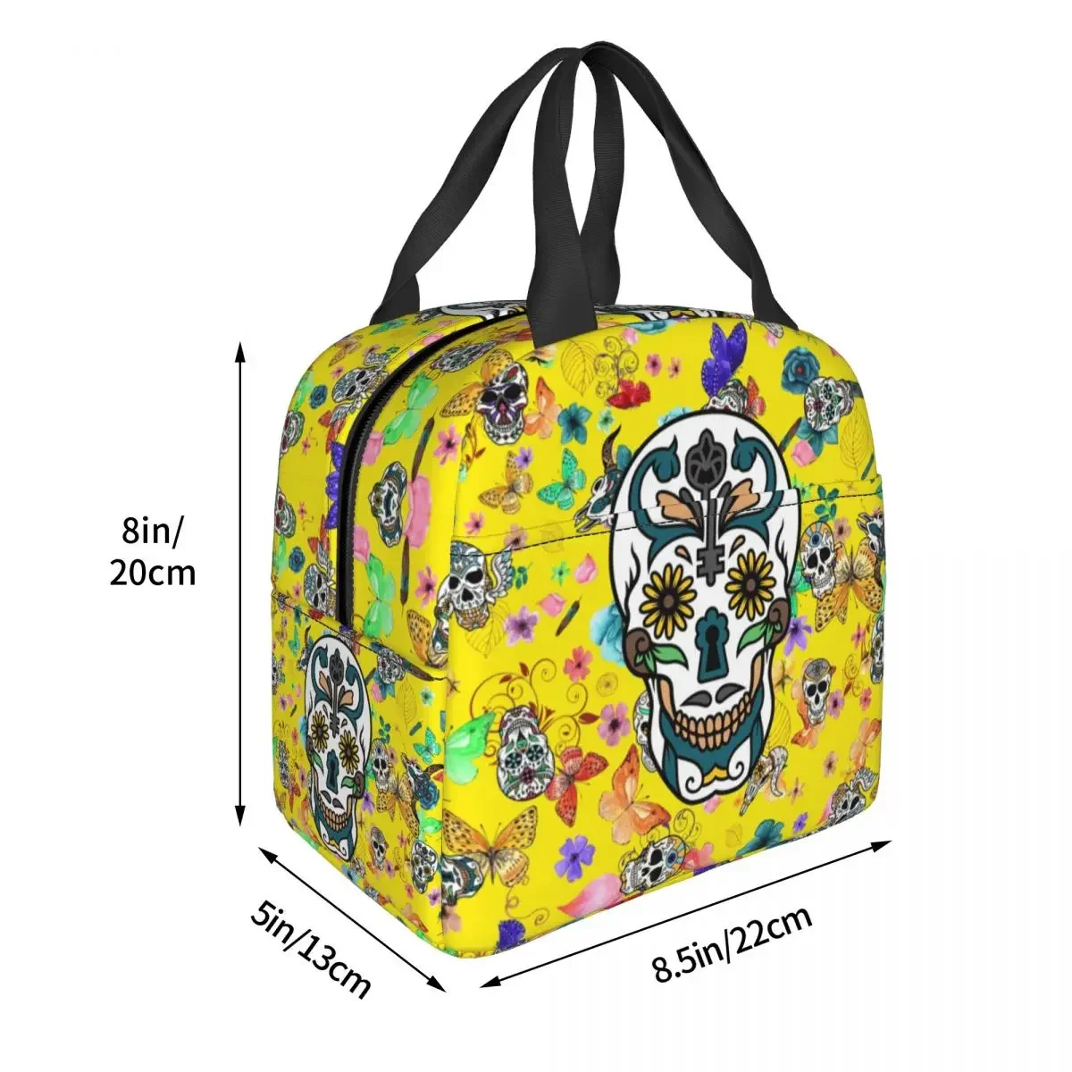 Sugar Skulls Day Of The Dead Lunchbox voor dames Kleurrijke skelet gotische koeler Thermische voedsel geïsoleerde lunchtas Kantoorwerk