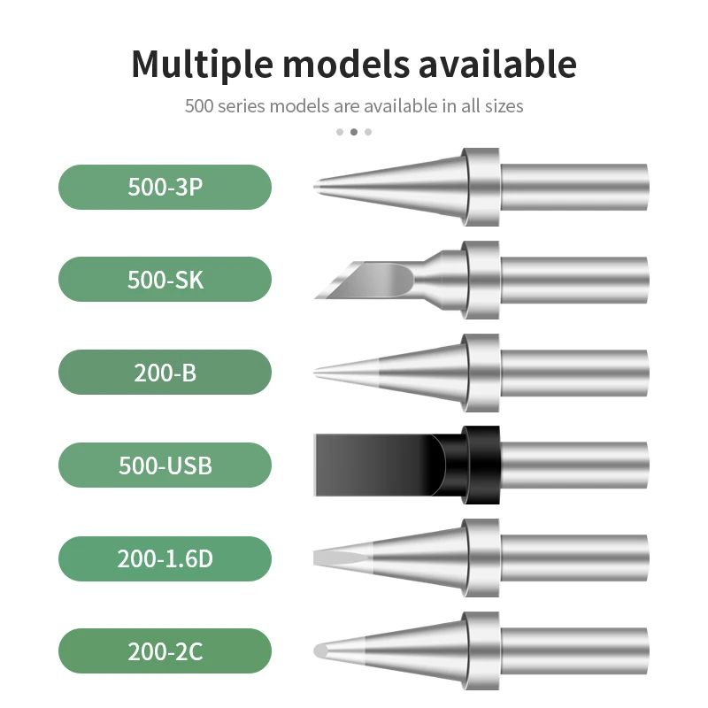 Handif 500M Series Soldering Iron Tips High Frequency Lead-free Copper Knife Chisel Horseshoe For Quick 205H Soldering Station