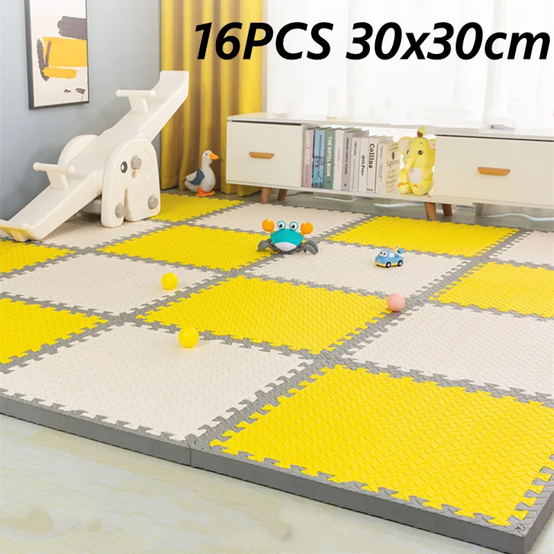 Activities Mat for Baby Play Mats 16PCS Thick 1.2cm Beautiful Crevice Playroom Mat Tatames Floor Noise Mat Infant Mat Puzzle Mat