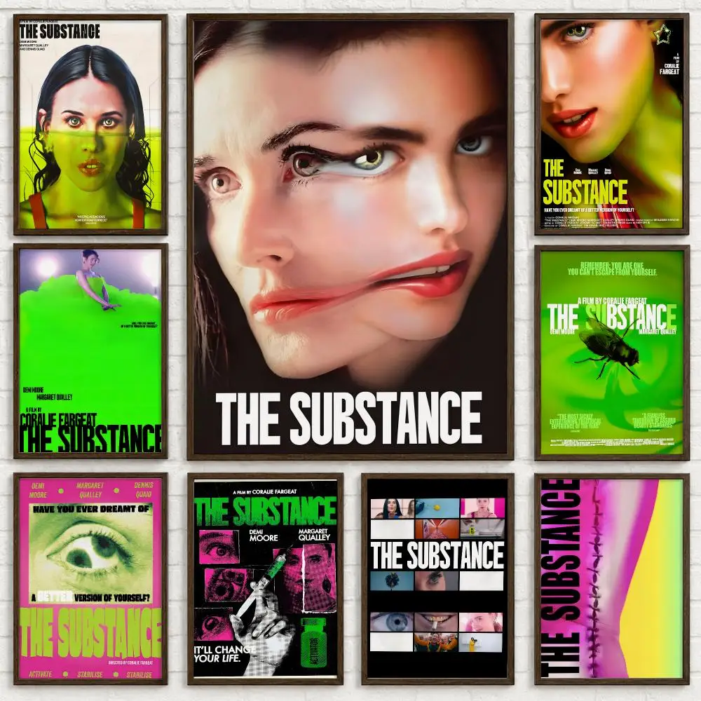 Body Horror Movie The Substance Poster Self-adhesive Waterproof Paper Sticker Art Coffee House Bar Room Wall Decor