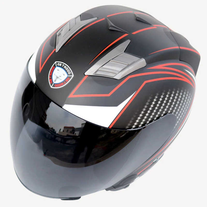 Men Women Open Face 3/4 Bluetooth Built-In Motorcycle Helmet DOT Approved Waterproof Double Anti-Fog Anti-Scratch Visors