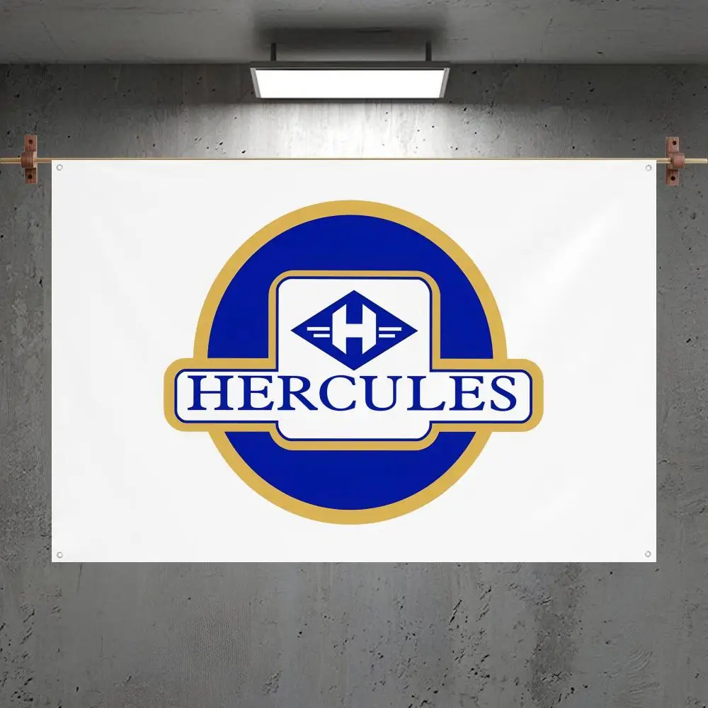 HERCULES Motorcycle Racing Flags Custom Camping Outdoor Garden Room Bedroom Decor Party Backdrops Wall Art Family Gifts