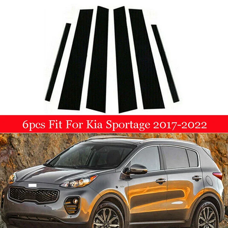 6Pcs Car Door Window Trim Pillar Posts Molding Cover Stickers for KIA Sportage 2017-2022 Accessories