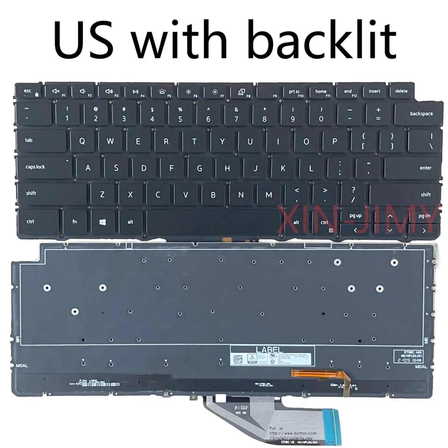 7390 US Backlit keyboard For Dell XPS 13 7390 2-in-1（Not for 7390）English keyboard