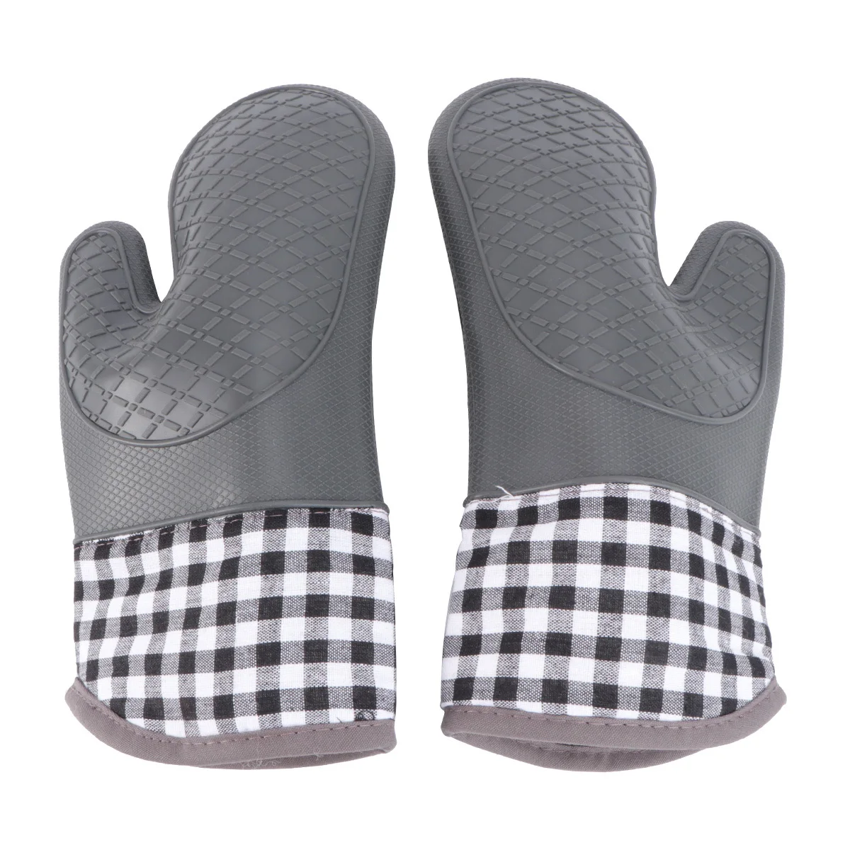 

2Pcs Heat Resistant Oven Mitts with Silicone Surface for Full Hand Protection in Baking Bbq and Kitchen Use Oven Gloves