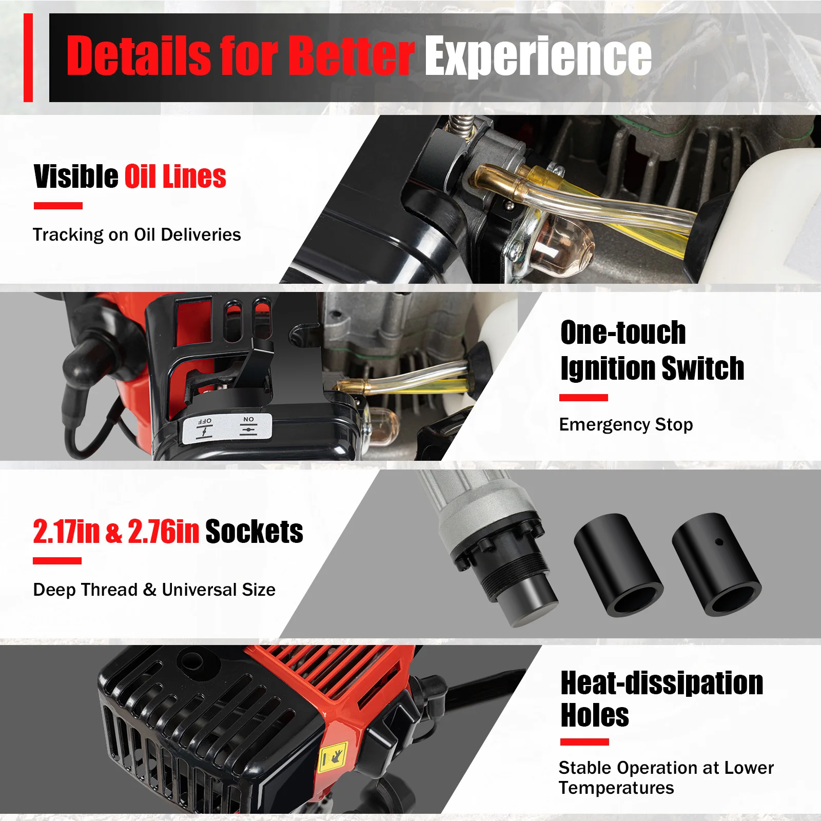 T Post Driver 2 Stroke Motor Push Pile 52CC/32.6CC Gas-Powered Fence Jack Hammer
