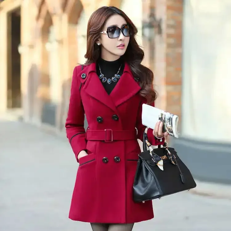 

2023 Winter Woman Wool Coat Women Woolen Long Coat Female Autumn Fashion Double-Breasted Women Jacket