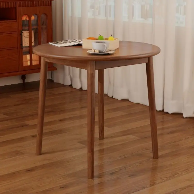 All solid wood dining table round table household small apartment round, catering commercial negotiation table