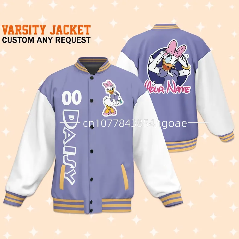 Summer New Disney Daisy Duck Baseball Jacket Disney Daisy Duck Casual Baseball Jacket Oversize Street Men's and Women's Jackets