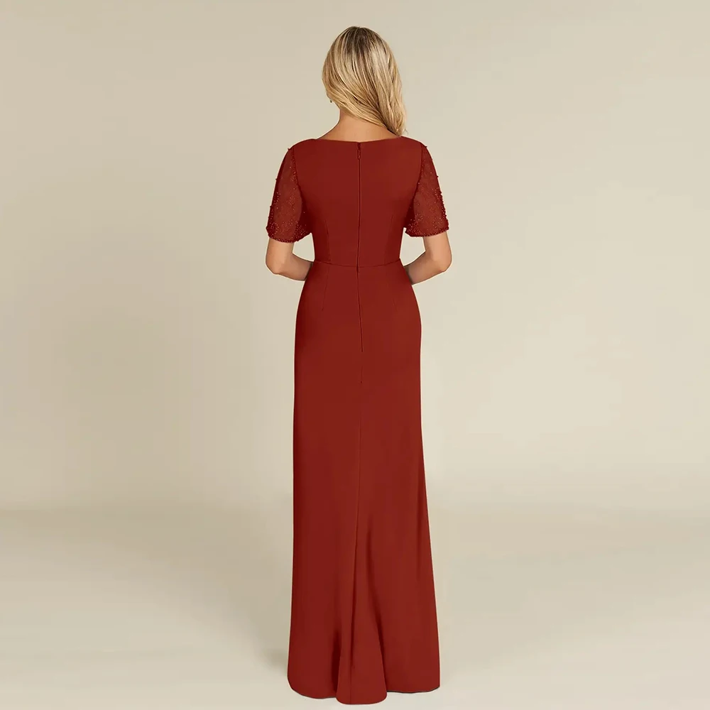 モダンなストラップレスの花嫁の母のドレス シフォン半袖ウェディングパーティードレス プリーツ付き 2025 夏 Vestido De Novia