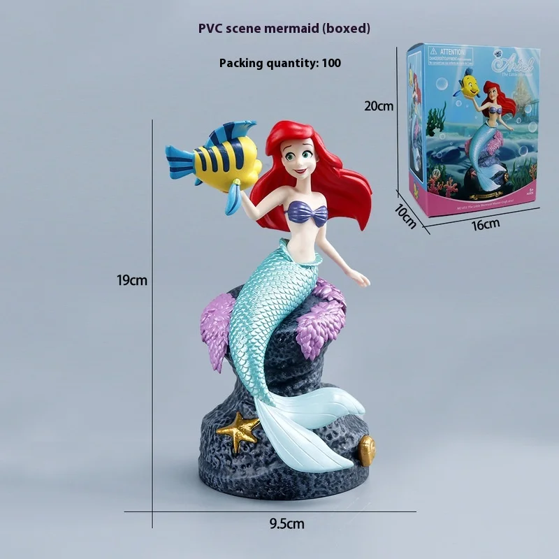 Disney Anime 19cm Little Mermaid Ariel Action Figure Toys Ariel The Princess Collection Room Car Cake Decoration Gift for Kids