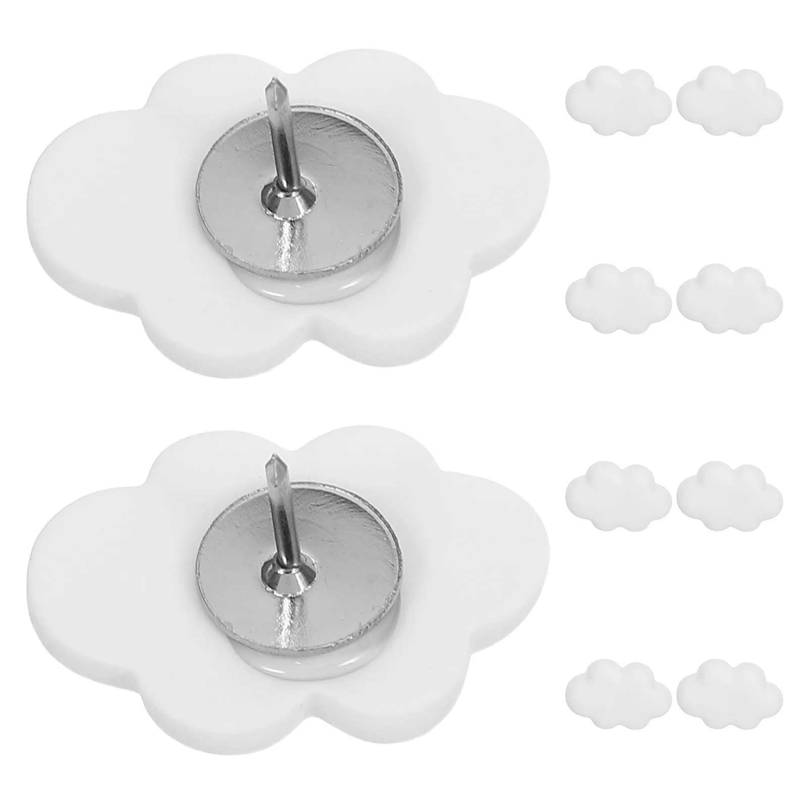 

10Pcs White Thumbtacks Cute Cloud Decor Metal Resin Push Pins for Bulletin Board DIY Accessories Home Office School Use