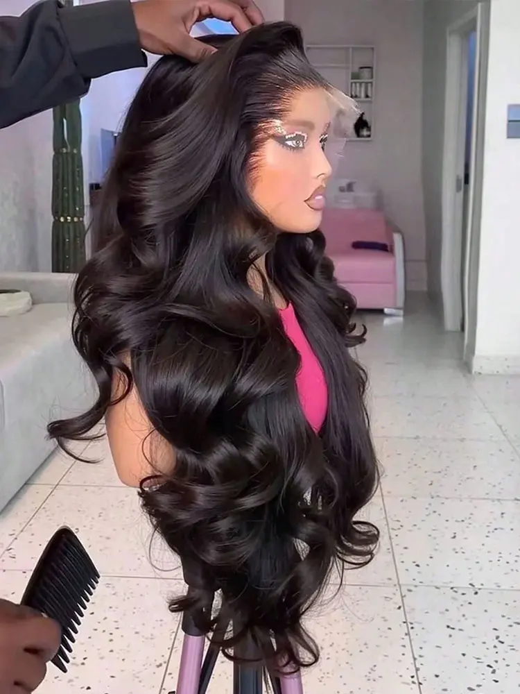42 Polegada onda do corpo perucas de cabelo humano 250% densidade 13x6 hd frente do laço peruca de cabelo humano 5x5 gluless fechamento do laço perucas preplucked