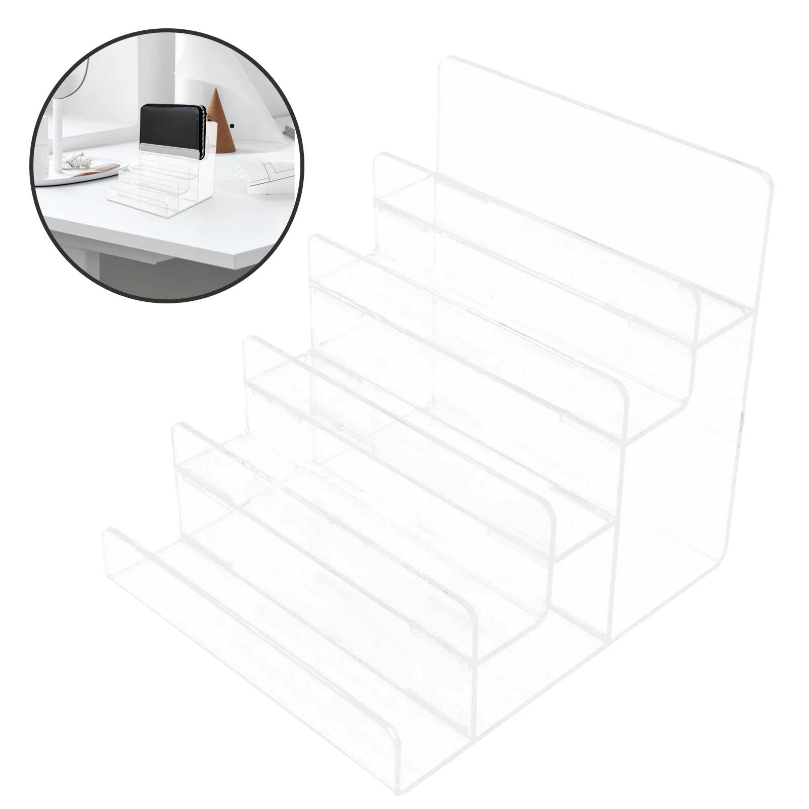 

Acrylic Display Stand Purse Organizer Multi Layer Rack Home Store Decor Handbag Shelf Trapezoid Design Wallet Bracket