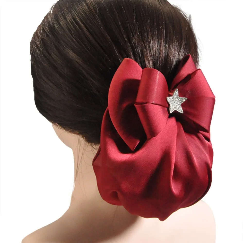 

Professional Sweet Ruffled Edges Hair Net Star Ponytail Clip Women Spring Clip Headwear Nurse Bow Snood Waiter