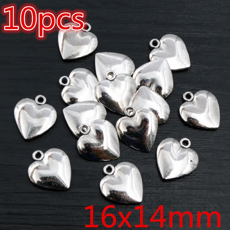 New Fashion Antique Silver Plated Bronze Heart Chrams Metal Alloy Pendant Charms for DIY Neckalce Jewelry Making Findings