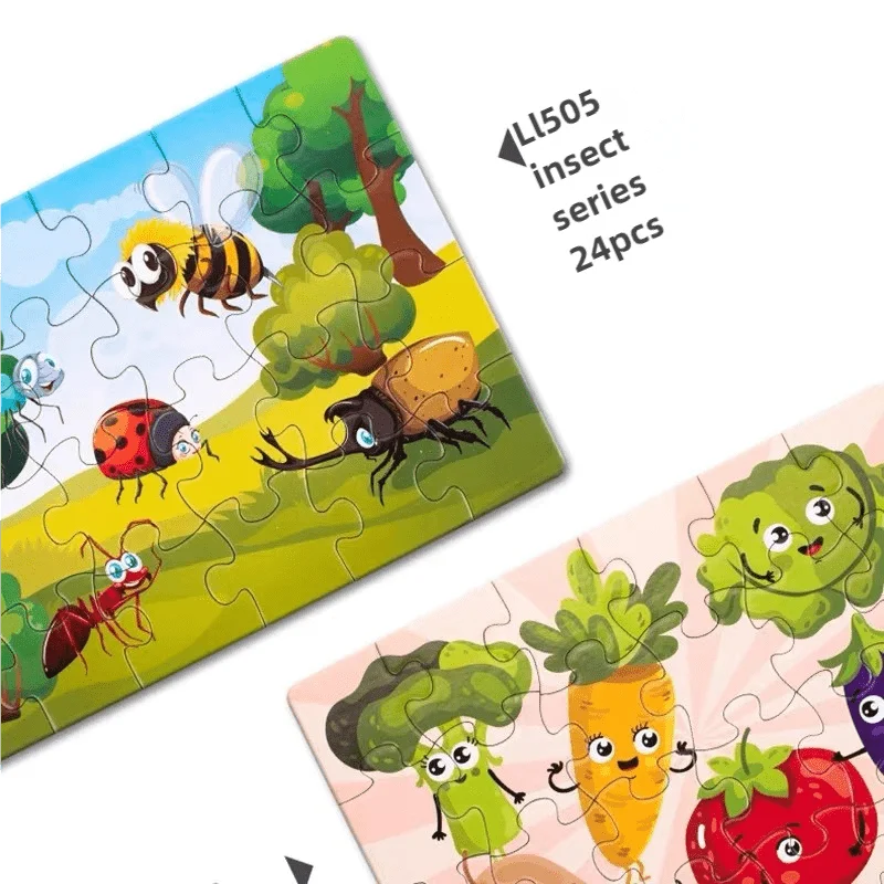 Puzzle edukacyjne dla dzieci, 12 zestawów, zabawki edukacyjne i rozwojowe dla dzieci w wieku przedszkolnym, 24 elementy, prezenty na Boże Narodzenie/urodziny