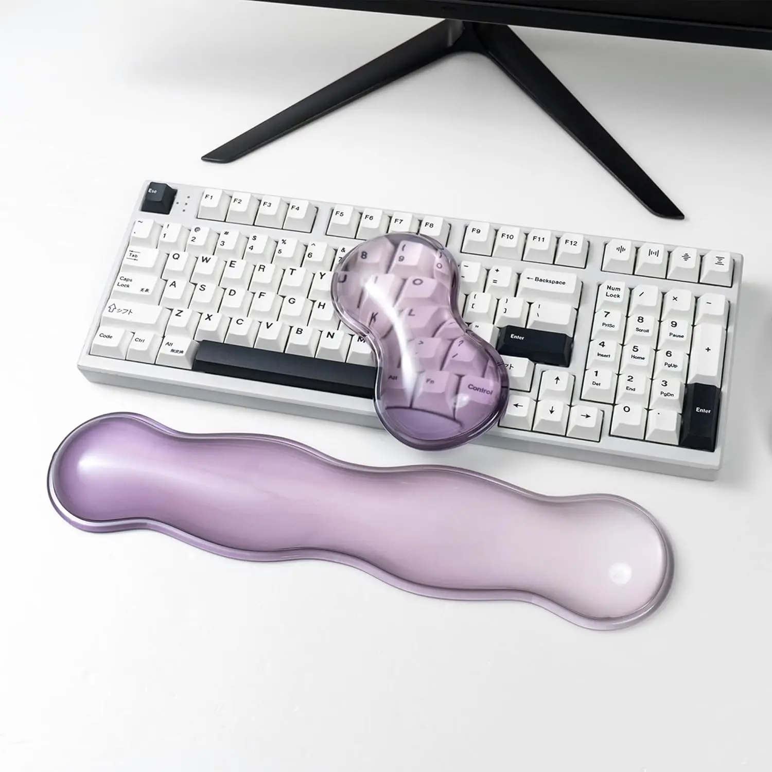 Silikonowy Żelowy Ergonomiczny Zestaw Podkładek Pod Nadgarstki do Klawiatury i Myszki, Przezroczysta Podkładka…