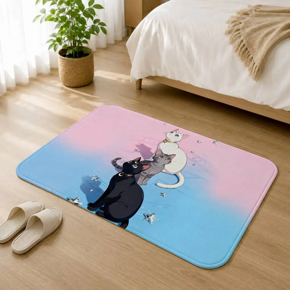 Cute L-Luna Artemis Diana cats Soft Comfortable Short Plush Rug Carpet mat Anti‑Slip Floor Mat Machine Washable Home Decor