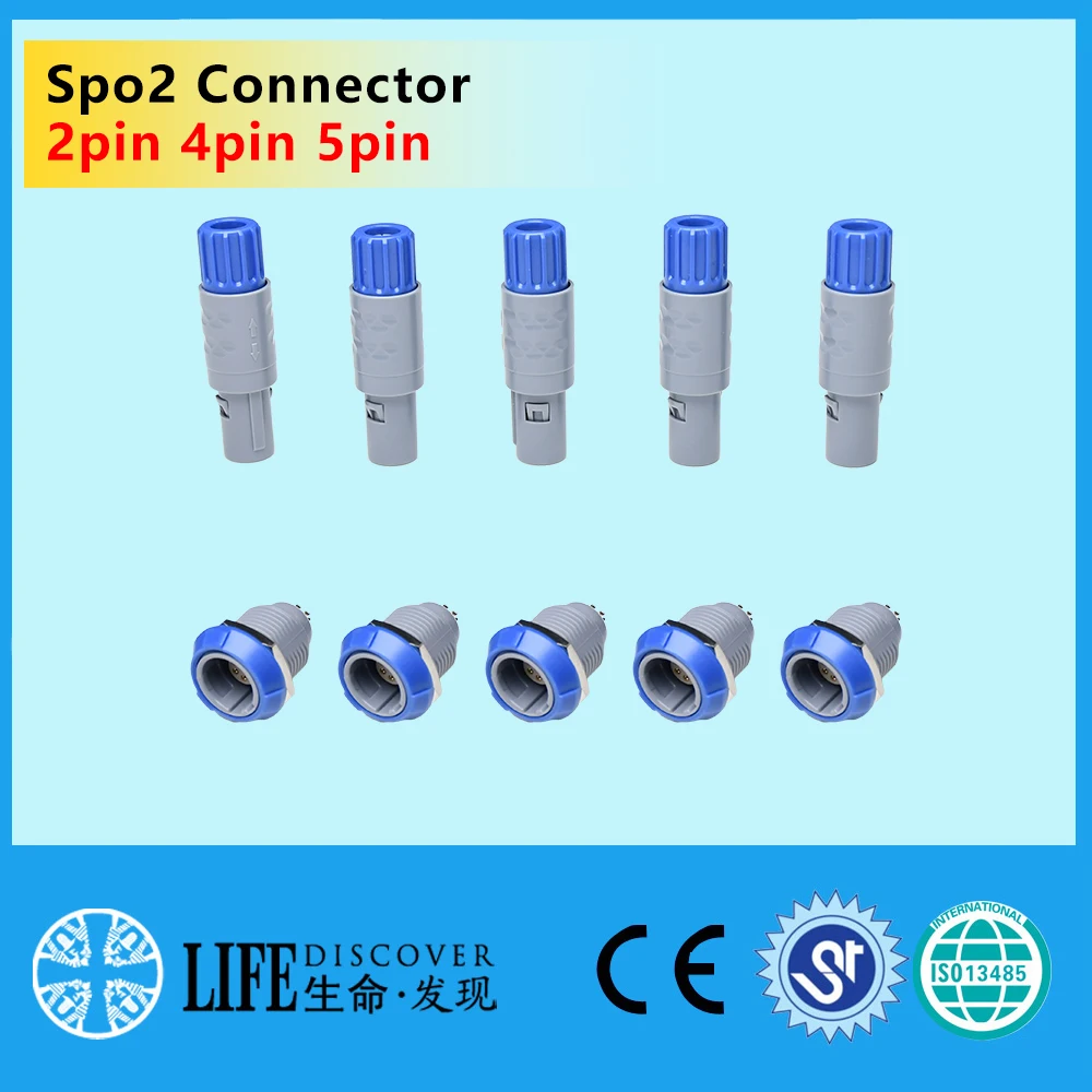 

standard spo2 sensor spare parts disassembling connector with panel socket 2pin 4pin 5pin 5pcs packing