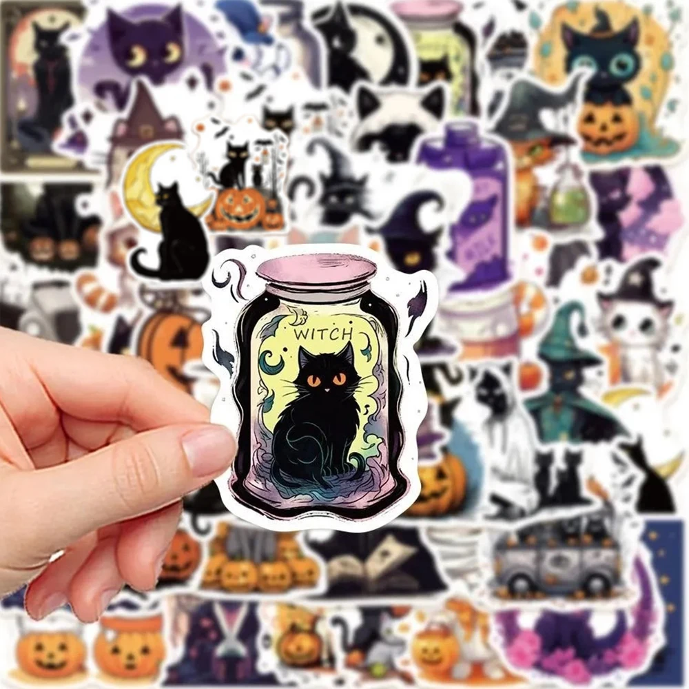 

10/30/50PCS Halloween Cat Graffiti Stickers Horrible Cat Cartoon Decals DIY Phone Skateboard Waterproof Gothic Sticker Toy