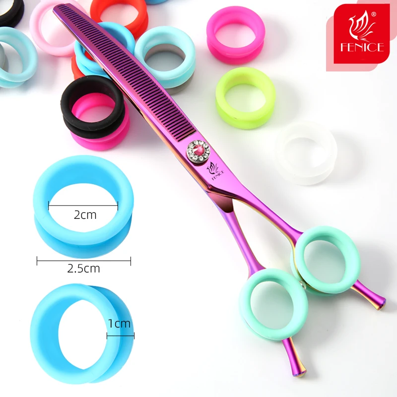 Fenice High Quality Non-slip Colorful Super-elastic Silicone Finger Rings Scissors Shears Inserts Soft Comfortable Accessories