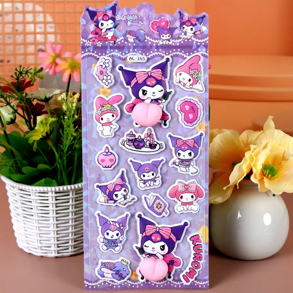 4 pz Carino Divertente Sanrio Butt Adesivi Cinnamoroll My Melody Kuromi 3D Sollievo Adesivo Kawaii Alleviare Lo Stress Squishy Decalcomanie Giocattolo Regalo