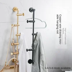 Brass Rotating Hanger Golden Modern Coat Hook Creative Vertical Pole Rack Wall Hanging Clothes Organizer for Bedroom