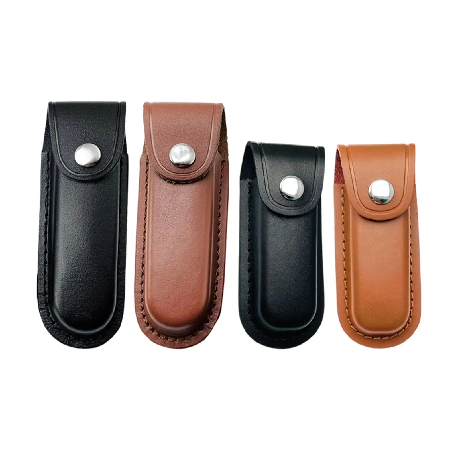 Leather Folding Knife Carrying Holder Pouch Wear Resistant Holster Belt Metal Rivets Durable Premium Scabbard Outdoor Camping