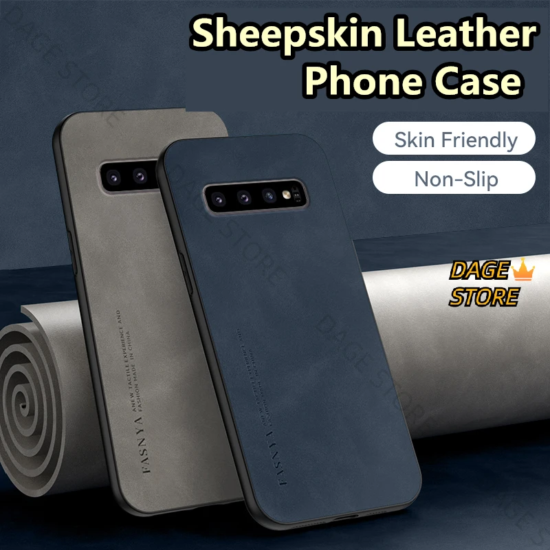 Casing for Samsung Galaxy J8 S8 S9 Plus S10 4G 5G S20 Plus Luxury Sheepskin Leather Soft Silicone Shockproof Cover