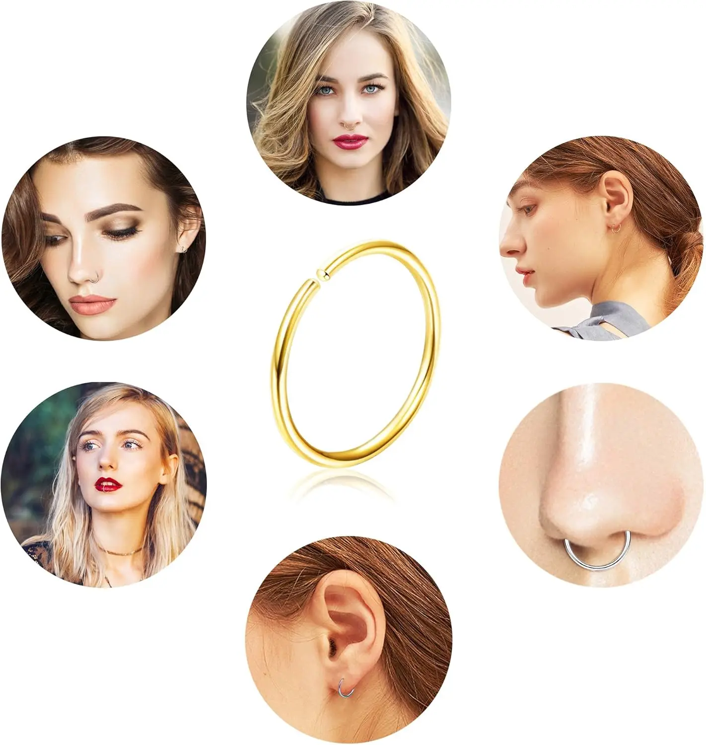 Bobisty Nose Ring Hoop for Women Men 316L Stainless Steel Helix Tragus Lip Septum Ring Cartilage Earring Hoop Piercing Jewelry - Image 4