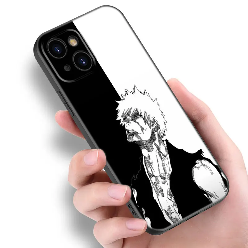 BLEACH Comics Black Silicone Phone Case For Apple iPhone 12 13 Mini 11 14 15 16 Pro Max 7 8 Plus Shell Cover image 2