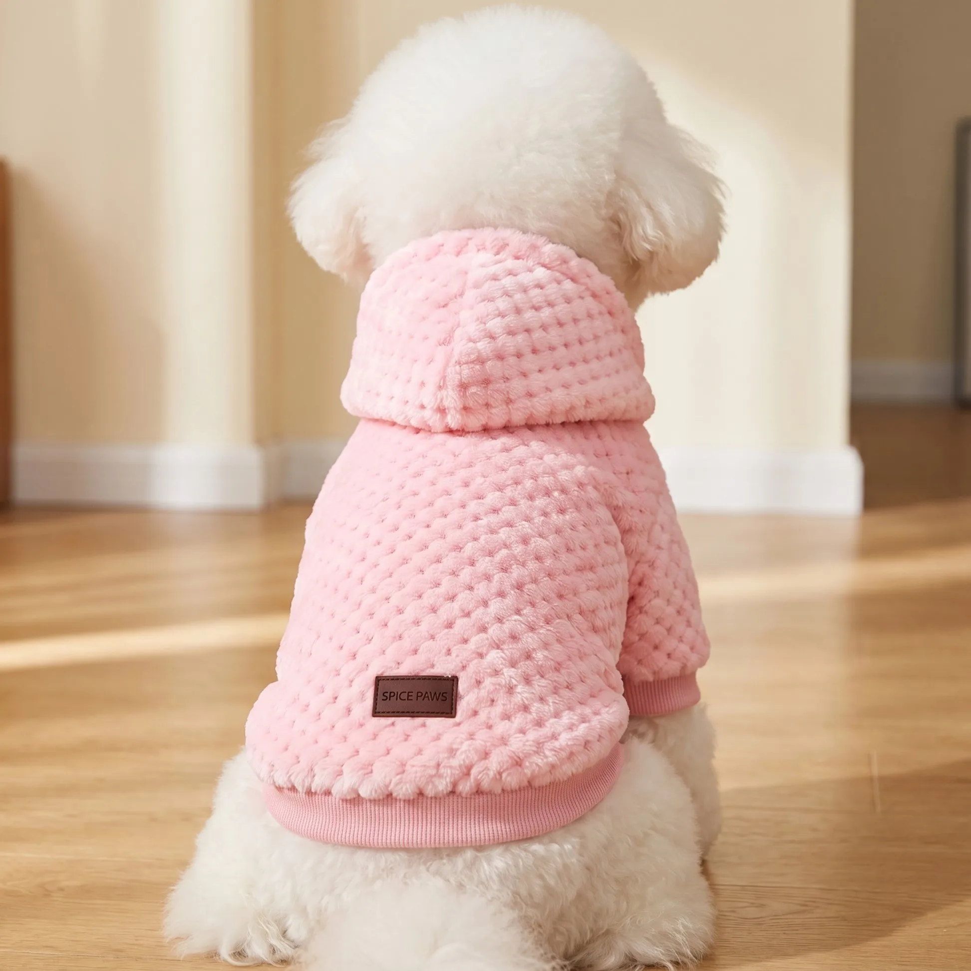 Weicher Polarfleece-Haustiermantel mit Kapuze, warmes Karodesign, ideal für kleine und mittelgroße Hunde, Katzen, Welpen, für den täglichen Gebrauch im Herbst und Winter. – Detail 12