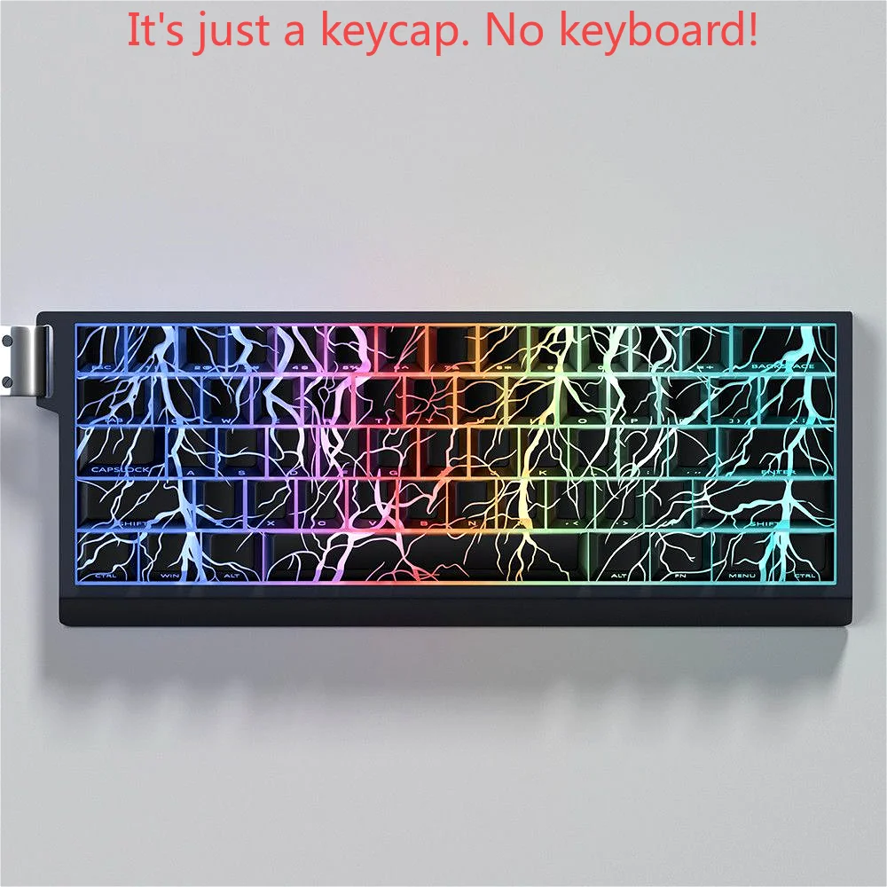 GEFENSI Lightning Personal Keycap PBT Line Side Engraved Translucent Keycap 140 Keys Suitable For 60/74/108 Mechanical Keyboard