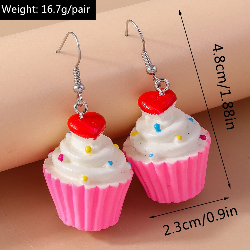 Aihua New In Cute Resin Funny Food Earrings Sweet Simulation Birthday Cake Ice Cream Earrings Girl Kids Jewelry Gifts