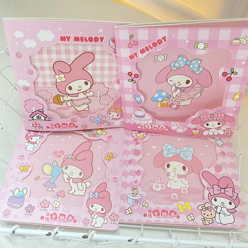 Cartoon Sanrio Notebook Cinnamoroll Accessories Cute Beauty Kawaii Anime Skeleton Student Diary Handbook Toys for Girls Gift