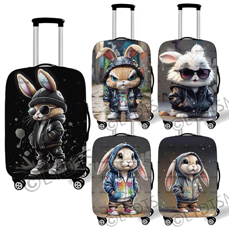 

18-30 Inches Kawaii Cute Bunny Pattern Luggage Cover Cartoon Angry Rabbit Trolley Case Protective Suitcase Cover