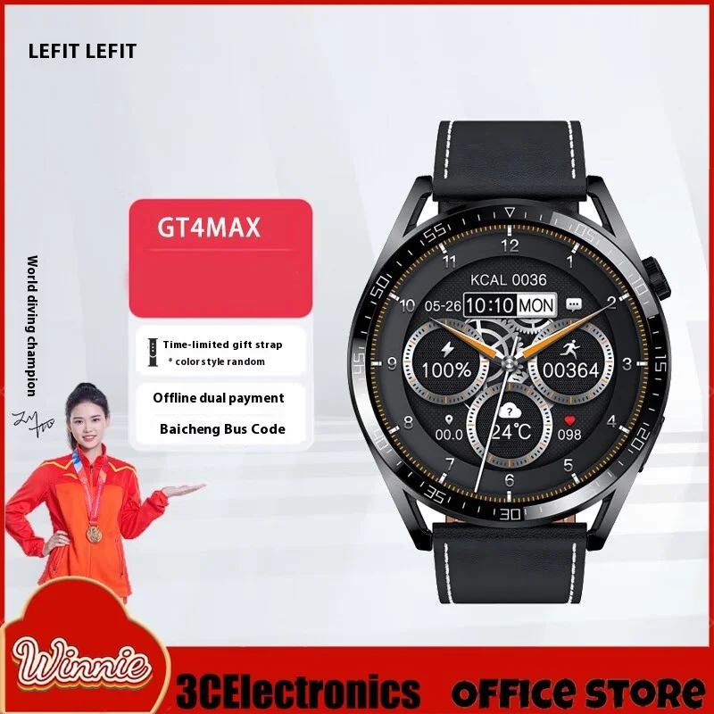 New GT4 MAX AMOLED Smartwatch NFC Heart Rate BT Wireless Call Women Blood Oxygen Men GPS Sports Smart Watch 2024 For IOS Android