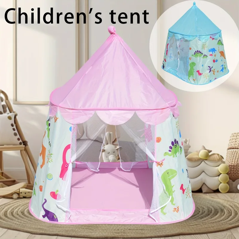 Tienda de juegos de dinosaurios de dibujos animados, casa de juegos portátil para interiores y exteriores con bolsa de almacenamiento, casa de juguete para niños y niñas, Camping de imitación