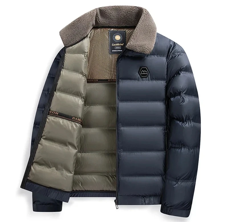 

Men's Winter Parkas with Fur Collar Slim Thicken Casual Outwear Waterproof Warm Padded Puffer Coat Parka Jacket