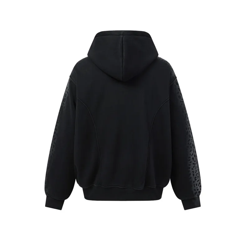HKSH Spring Autumn Winter New Men Tide Chic Ins High Street Leopard Print Gradient Hoodie Hip Hop Ziper Trend Sweatshirt HK28754