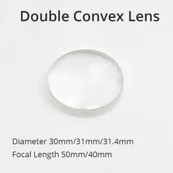 1pc Double Convex Lens Dia 30mm 31mm Focal Length 50mm 40mmk9 Magnifying Glass Lenses Biconvex Student Physics Experiment