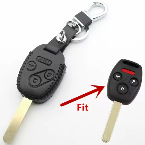 XIEAILI Genuine Leather 3+1Button Remote Key Case Cover For Honda Accord Euro 2003 2004 2005 Civic CR-V Pilot Sedan