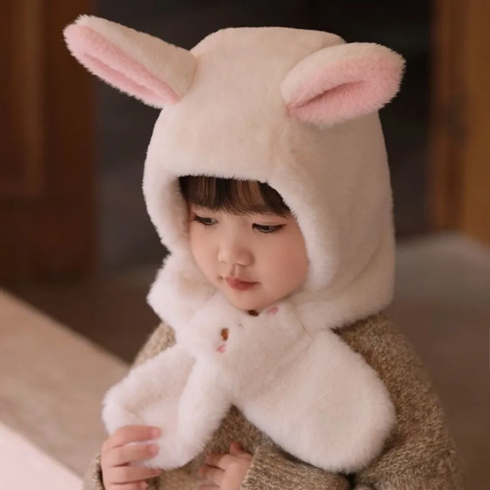 

New Plush Integrated Hat Scarf Set Warm Windproof Pullover Cap Coldproof Ear Protection Hat Autumn and Winter