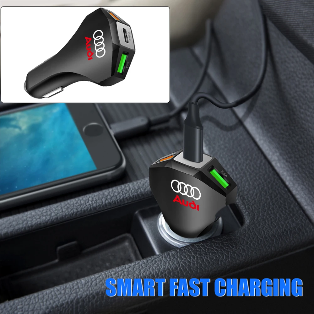 PD 35W Auto-Ladegerät Typ C Schnellladestation Handyadapter Mittelabdeckung für Audi A1 S3 S4 S A5 A6 B6 B7 B8 B9 Q3 Q5 8P 8V