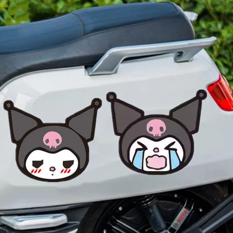 Sanrio Kuromi Series Stickers Kawaii Expression Waterproof Car Decoration Stickers Fuel Tank Cap Children\'s Toys Birthday Gift