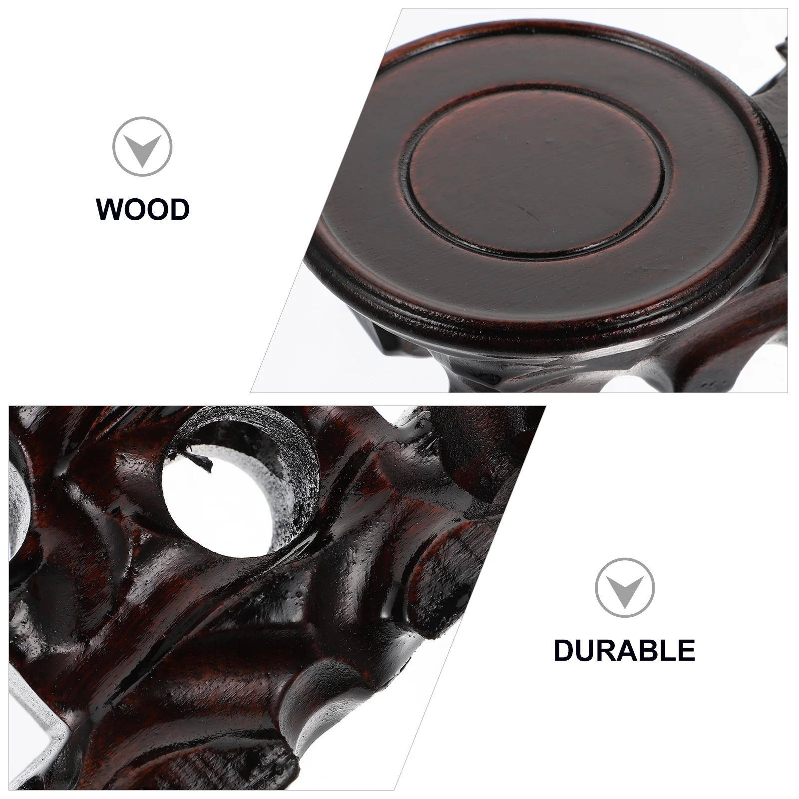 

1Pcs Purple Clay Teapot Stand Vintage Carved Wood Display Base Office Home Decorative Storage Bracket for Sets