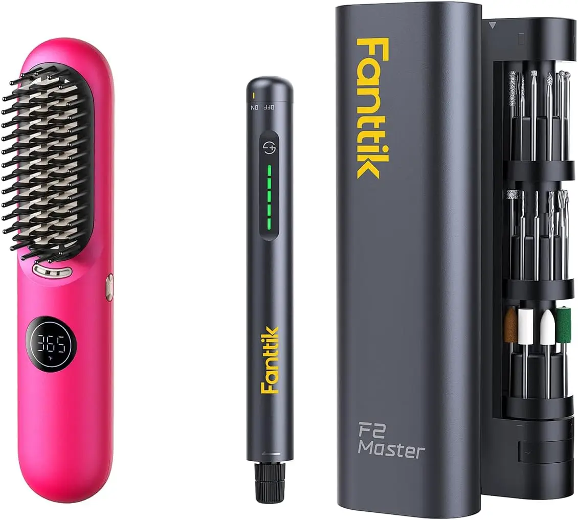 F2 Master Mini Cordless Rotary Tool Kit & Solo I10 APEX Portable Hair Straightener Brush